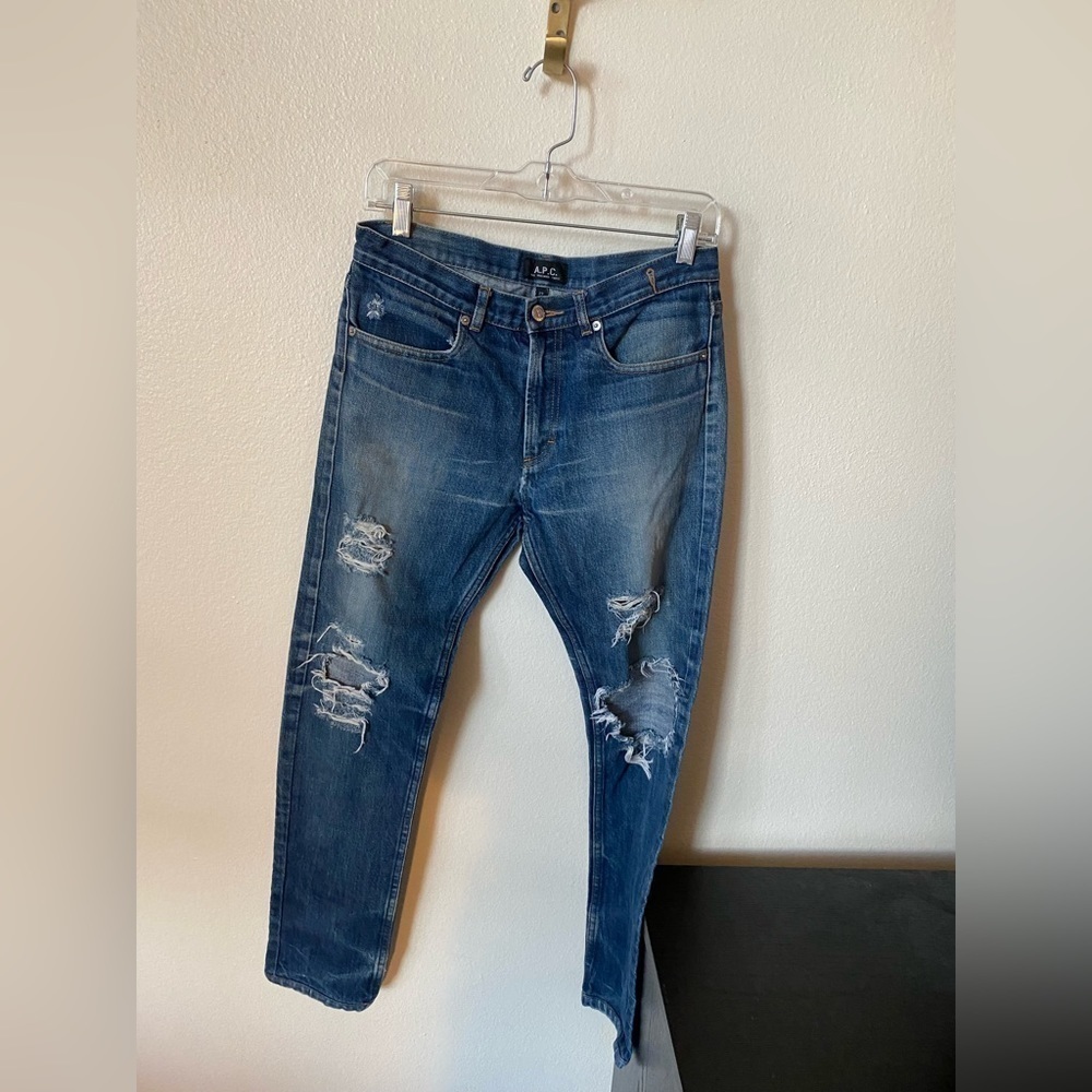 A.P.C. Women's Distressed Selvedge Denim Slim Fit Jeans Size 29 100% Cotton